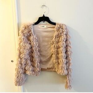 Lark faux fur jacket, pink, size XS